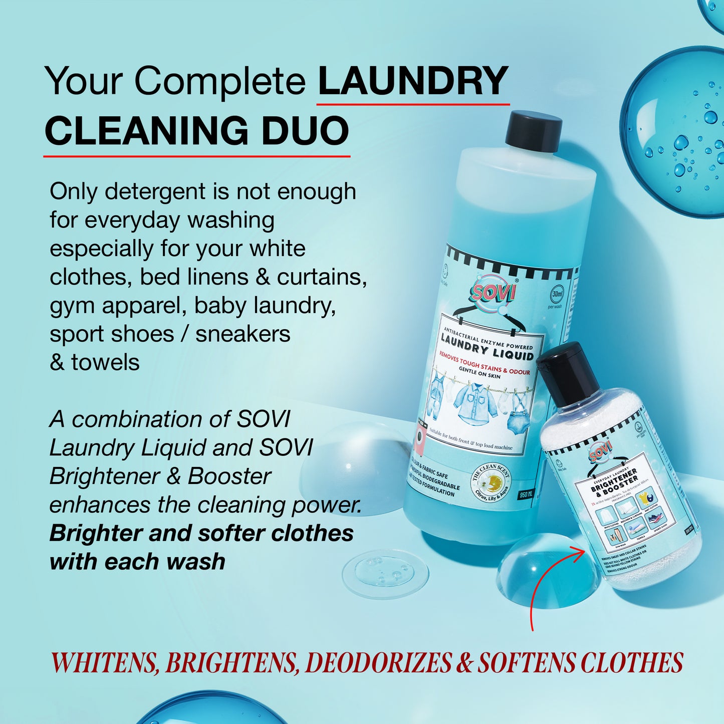 SOVI® Liquid Laundry Detergent, Citrus, Lily & Aqua, 500 ml