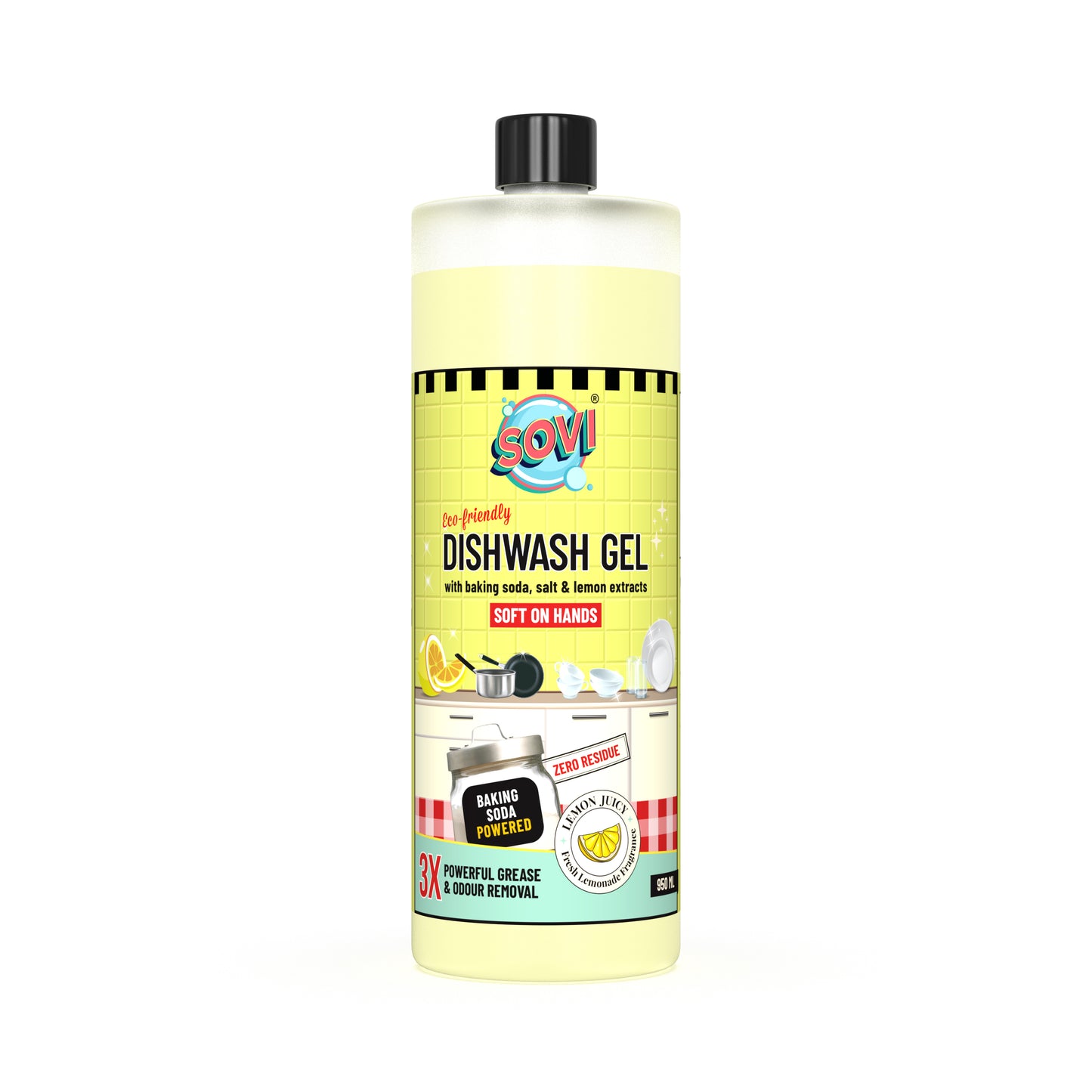 SOVI® Dishwash Liquid, Lemon Juicy, 950 ml