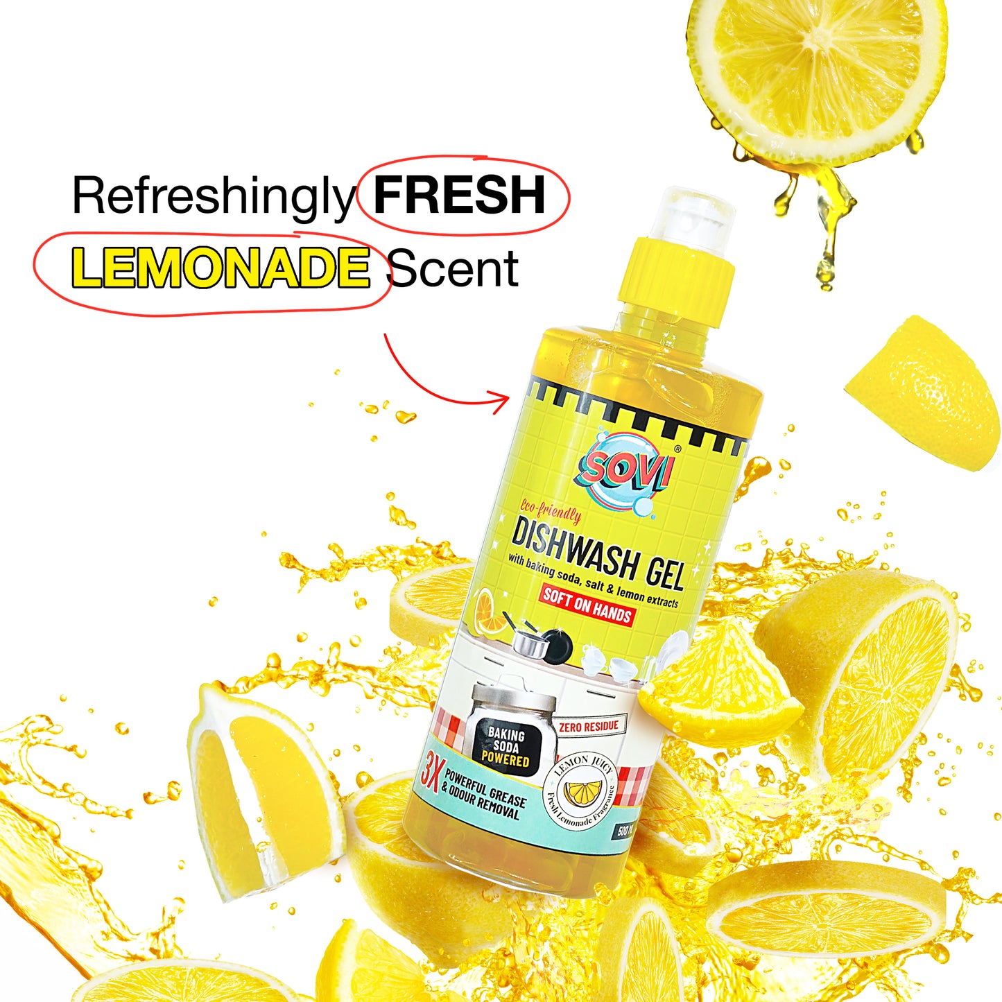 SOVI® Dishwash Liquid, Lemon Juicy, 500 ml